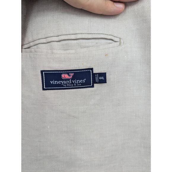 100% Linen Beige Vineyard Vines Men's Blazer Size 44L Made in Portugal - Picture 3 of 8